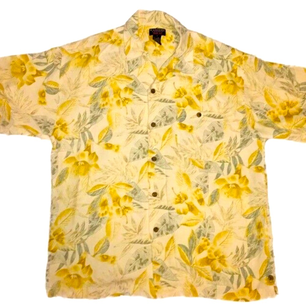 100% Silk Hawaiian Camp Shirt Men’s Sz XL